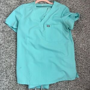 Figs Blue Casual T-Shirt Soft Cotton Crew Neck